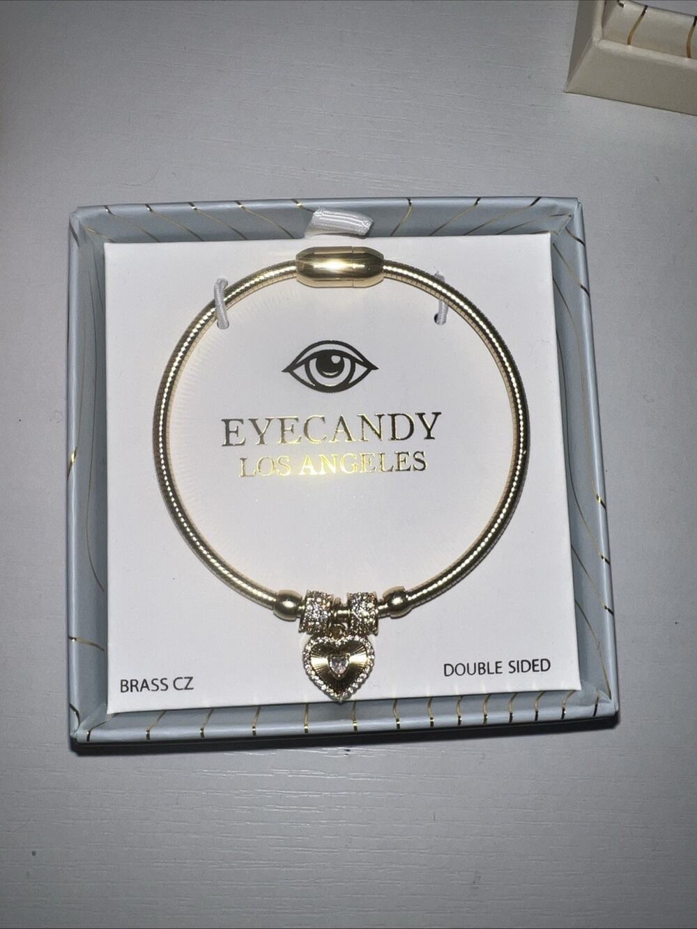 EyeCandy Los Angeles Gold-Tone Brass Gold Heart Bracelet Double-Sided Design
